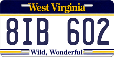 WV license plate 8IB602