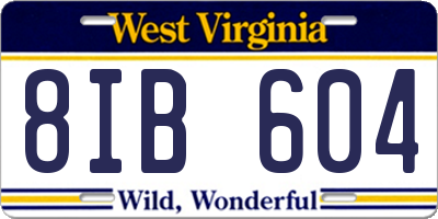 WV license plate 8IB604