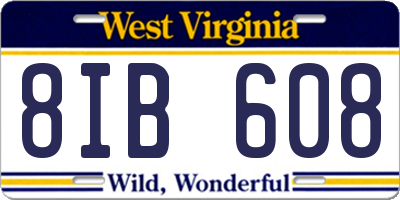 WV license plate 8IB608