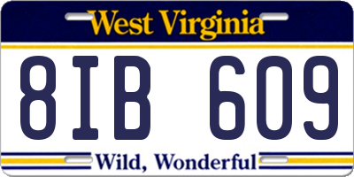 WV license plate 8IB609
