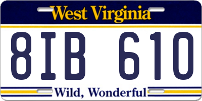 WV license plate 8IB610