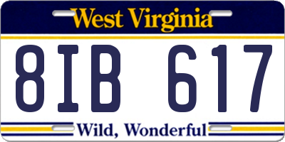 WV license plate 8IB617