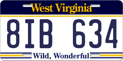 WV license plate 8IB634