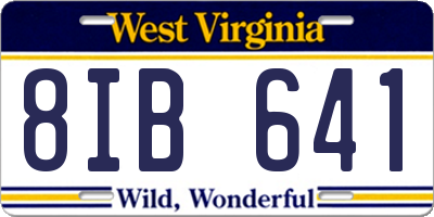 WV license plate 8IB641