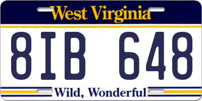 WV license plate 8IB648