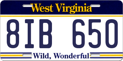 WV license plate 8IB650