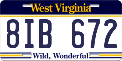 WV license plate 8IB672
