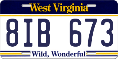 WV license plate 8IB673