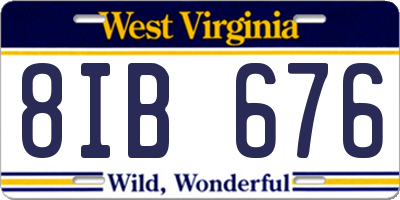 WV license plate 8IB676