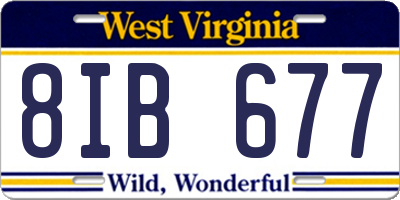WV license plate 8IB677