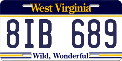 WV license plate 8IB689