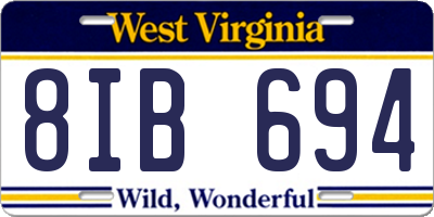 WV license plate 8IB694