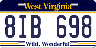WV license plate 8IB698