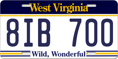 WV license plate 8IB700