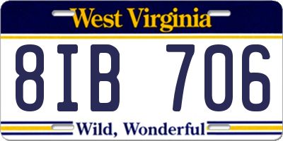 WV license plate 8IB706