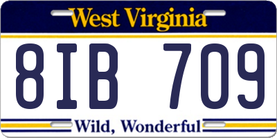 WV license plate 8IB709