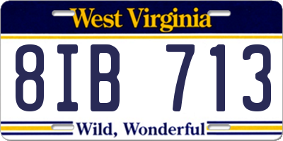 WV license plate 8IB713