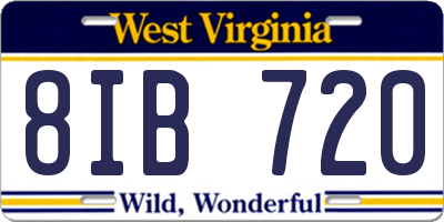 WV license plate 8IB720