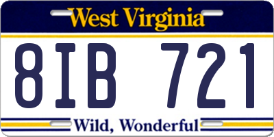 WV license plate 8IB721