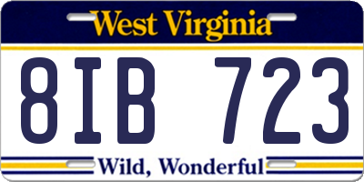 WV license plate 8IB723