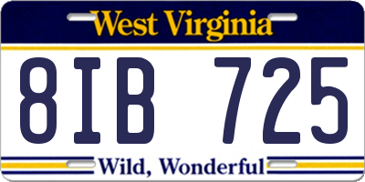 WV license plate 8IB725