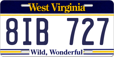 WV license plate 8IB727
