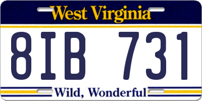 WV license plate 8IB731