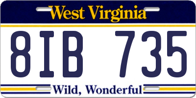 WV license plate 8IB735