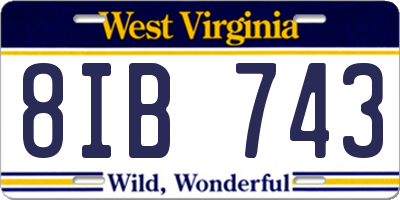 WV license plate 8IB743