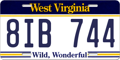 WV license plate 8IB744