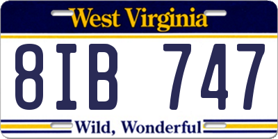 WV license plate 8IB747