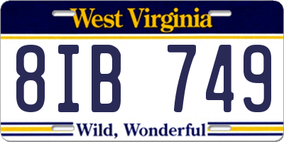 WV license plate 8IB749