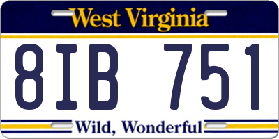 WV license plate 8IB751