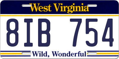 WV license plate 8IB754