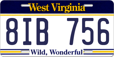 WV license plate 8IB756
