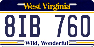 WV license plate 8IB760