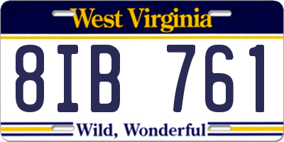 WV license plate 8IB761