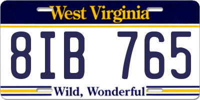 WV license plate 8IB765