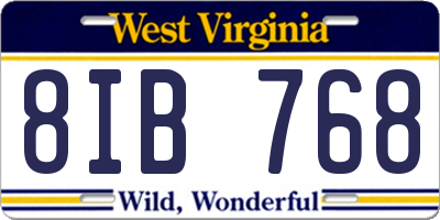 WV license plate 8IB768
