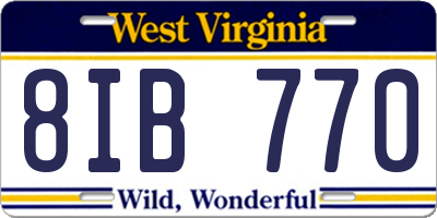 WV license plate 8IB770