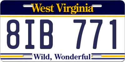 WV license plate 8IB771