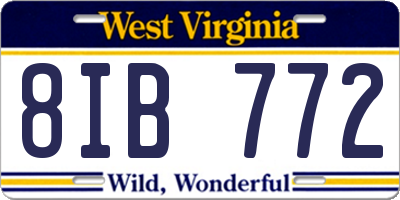 WV license plate 8IB772