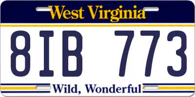 WV license plate 8IB773