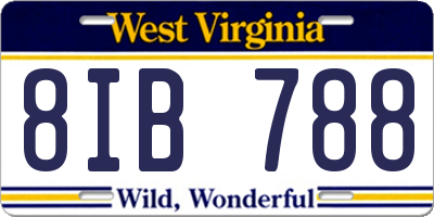 WV license plate 8IB788