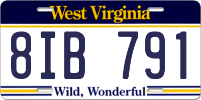 WV license plate 8IB791
