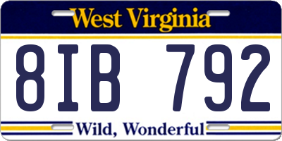 WV license plate 8IB792