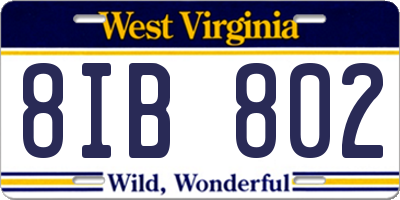 WV license plate 8IB802