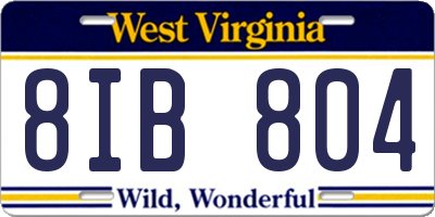WV license plate 8IB804