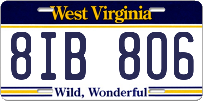 WV license plate 8IB806