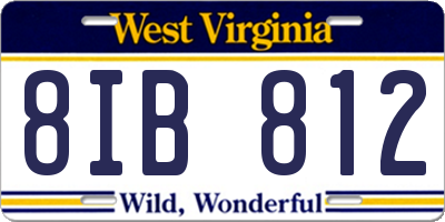 WV license plate 8IB812